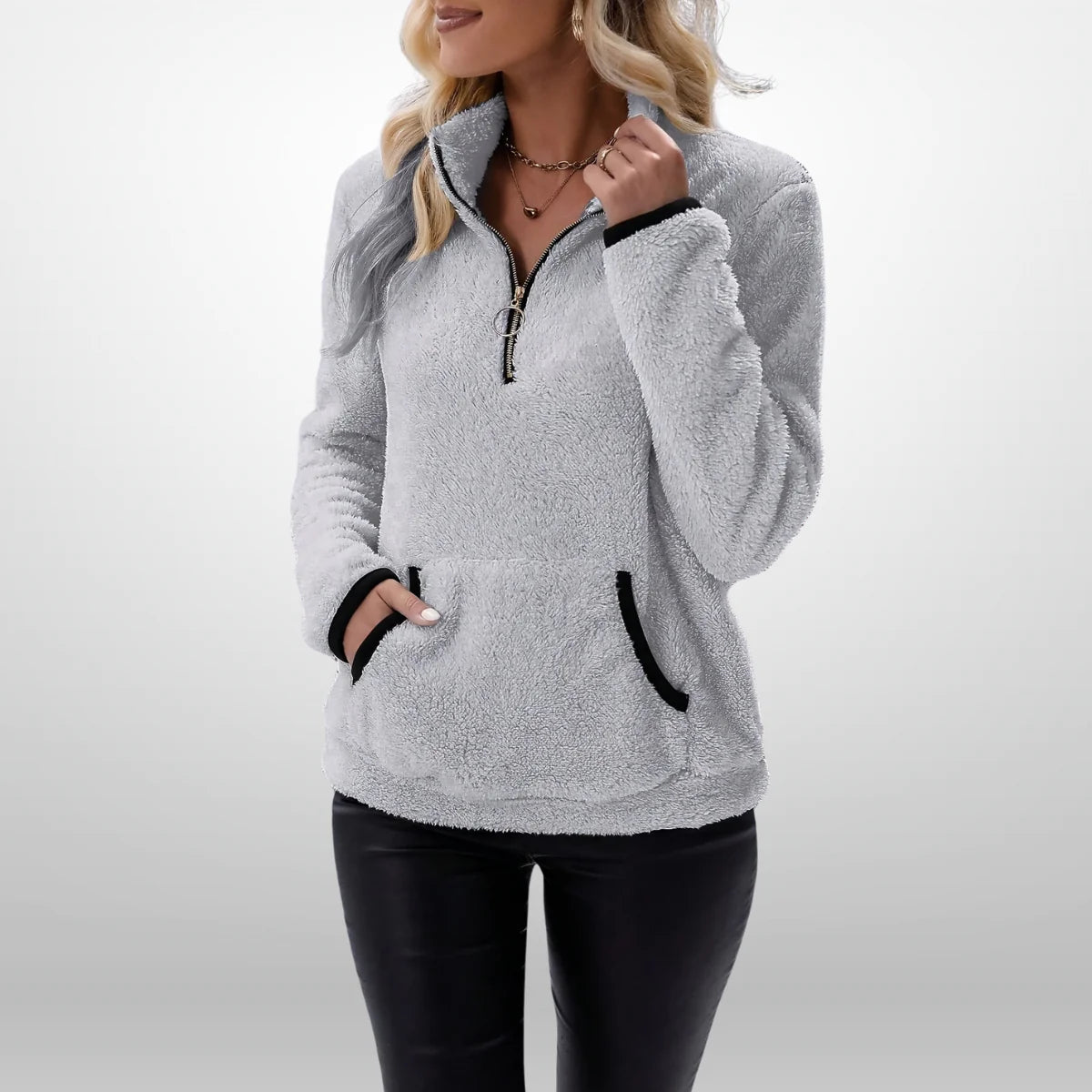 Diamante™ | Pullover Teddy di Lusso con Mezza Zip